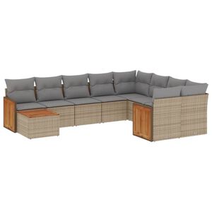 vidaXL 10-osaline aiadiivani komplekt patjadega, beež, pol&uuml;rotang