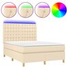 vidaXL kontinentaalvoodi madrats ja LED, kreemjas, 140x190 cm, kangas