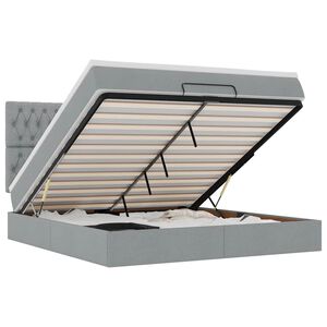 vidaXL ottomani voodi madratsiga, helehall, 160x200 cm, kangas