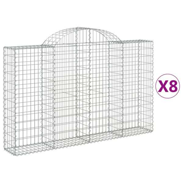 vidaXL kaarekujulised gabioonkorvid 8 tk, 200x30x120/140 cm, raud
