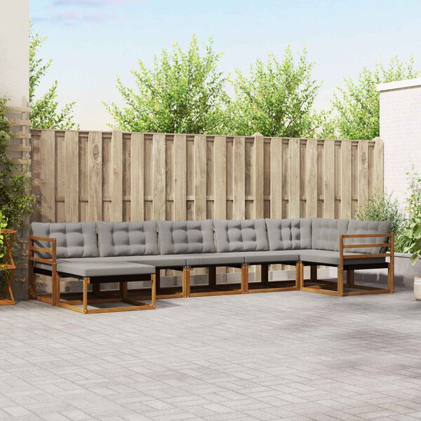 vidaXL V&auml;li diivanikomplekt padjaga 7 pcs Looduslik ja Hele Hall