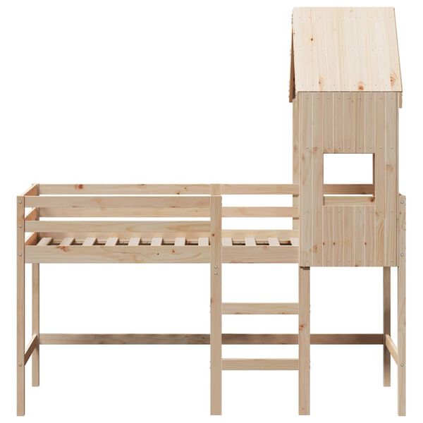 vidaXL k&otilde;rge voodi redeli ja katusega, 90x190 cm, m&auml;nnipuit