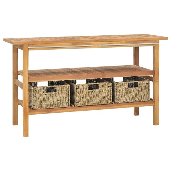 vidaXL vannitoakapp kreemjate marmorvalamutega, tiikpuu