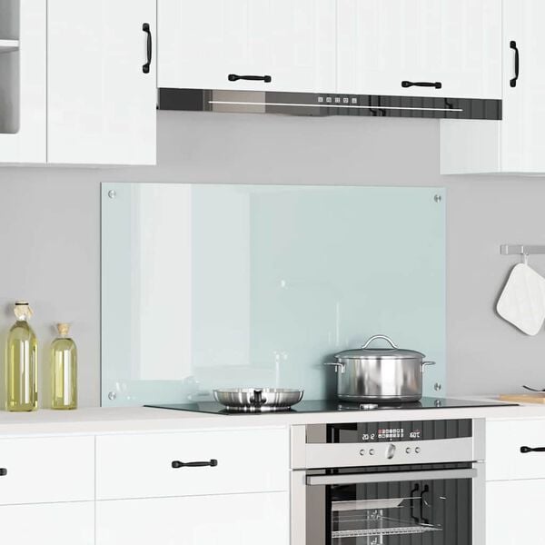 vidaXL K&ouml;gi Splashback Valge 110 x 60 cm karastatud klaas