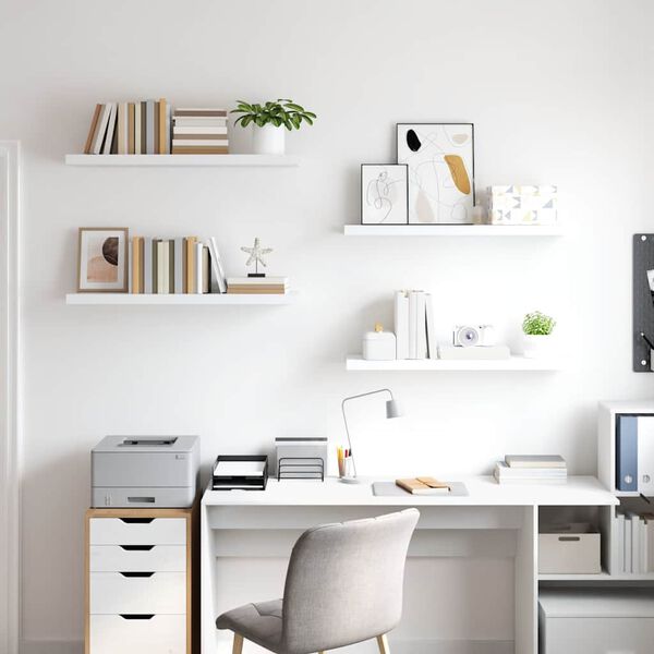 vidaXL seinariiulid, 4 tk, valge, 90 x 23,5 x 3,8 cm MDF