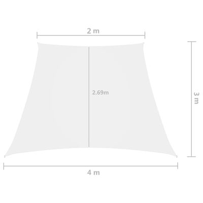 vidaXL oxford-kangast päikesepuri trapets, 2/4x3 m m valge