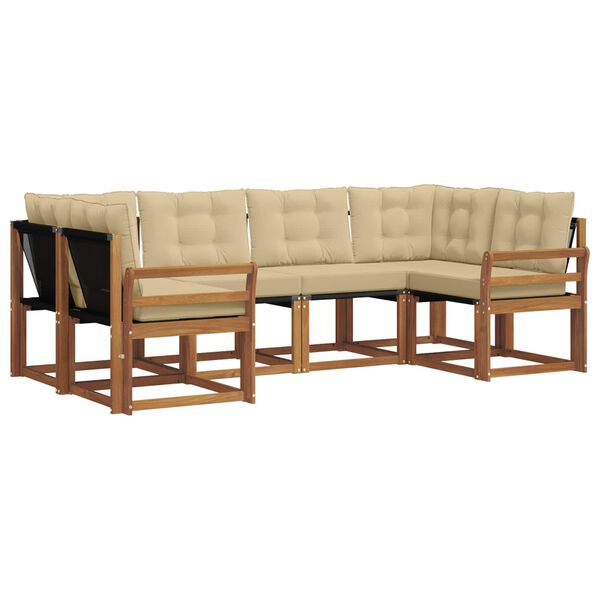 vidaXL V&auml;li diivanikomplekt padjaga 6 pcs Looduslik ja beež