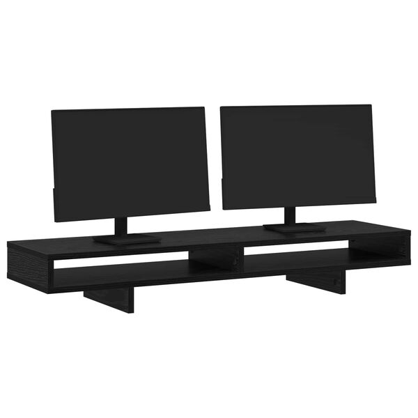 vidaXL Monitori alus riiuliga Must 100 x 27 x 15 cm Tehispuit