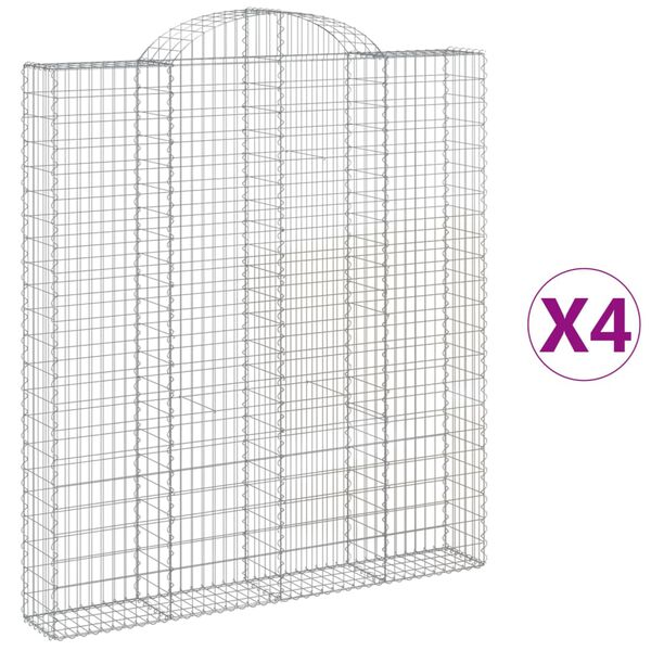 vidaXL kaarekujulised gabioonkorvid 4 tk, 200x30x220/240 cm, raud