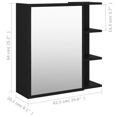 vidaXL vannitoa peeglikapp must 62,5x20,5x64 cm puitlaastplaat