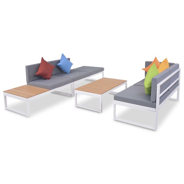 vidaXL 4-osaline aiadiivanikomplekt patjadega, alumiinium ja WPC