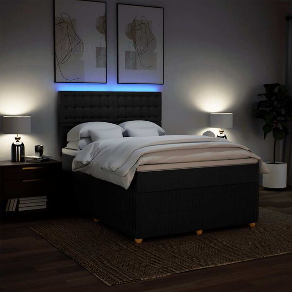 vidaXL kontinentaalvoodi madratsiga, must, 160x200 cm, kangas