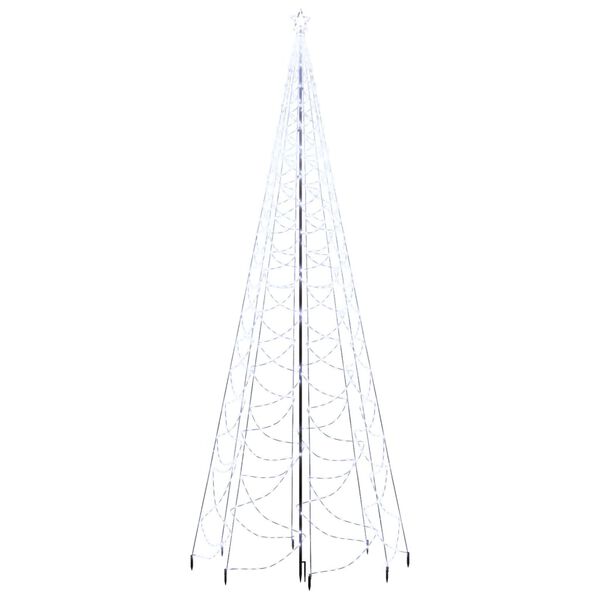 vidaXL j&otilde;ulupuu metallist postiga, 1400 LEDi, k&uuml;lm valge, 5 m