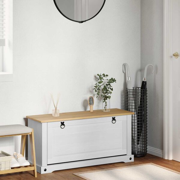 vidaXL Kinga kapp riiuliga Corona Valge 99 x 32 x 49 cm Tahke m&auml;nd