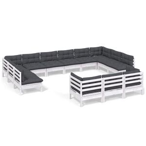 vidaXL 13-osaline aiam&ouml;&ouml;bli komplekt istmepatjadega, valge, m&auml;nnipuit