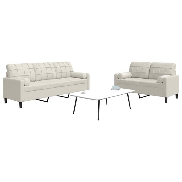 vidaXL 2-osaline diivanikomplekt patjadega, kreemjas, samet