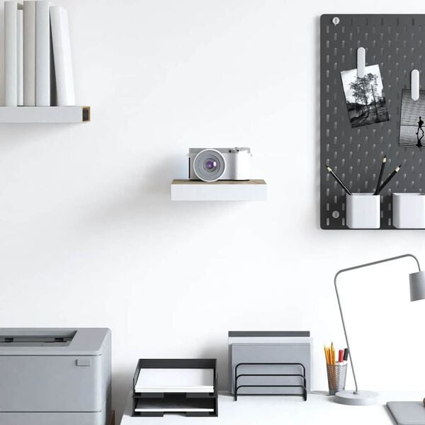 vidaXL seinariiul, tamm ja valge, 23 x 23,5 x 3,8 cm MDF