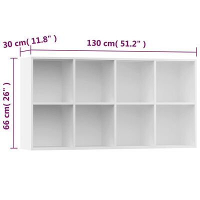 vidaXL raamaturiiul/puhvetkapp, valge, 66 x 30 x 130 cm, puitlaastplaat