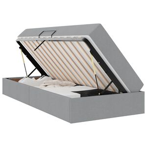 vidaXL Voodi hoiukohaga ja madratsiga Helehall 90 x 190 cm Pol&uuml;ester