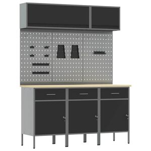 vidaXL T&ouml;&ouml;kappide komplekt sahtliga ladustamisega lukuga 8 pcs Must