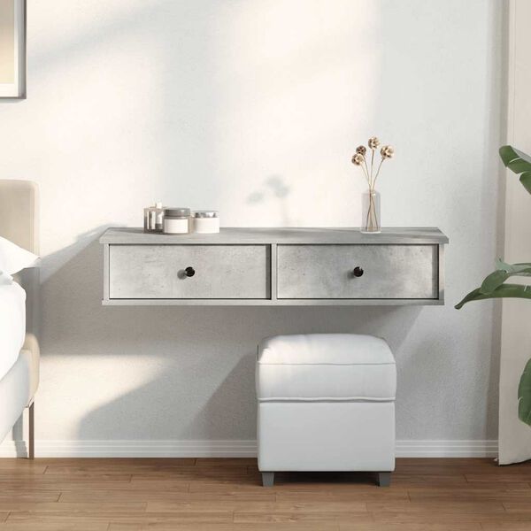 vidaXL seinariiul sahtlitega, betoonhall, 100 x 37,5 x 19cm, tehispuit