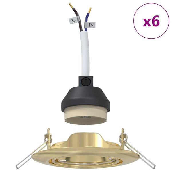 vidaXL Spotivalgus 6 pcs Kuldne 9 x 9 x 2.5 cm Metall