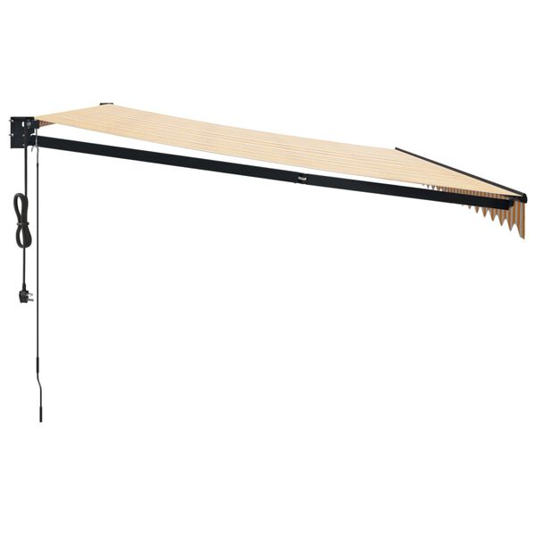 vidaXL automaatne sissetõmmatav varikatus kollane-valge 5x3 m