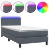 vidaXL kontinentaalvoodi madrats ja LED Tumehall 100x220 cm samet