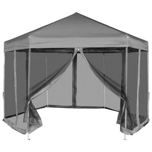 vidaXL kuusnurkne pop-up 6 k&uuml;lgseinaga peotelk hall 3,6 x 3,1 m