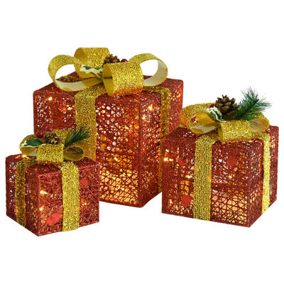 vidaXL dekoratiivsed jõulukingikarbid 3 tk, punane, õue ja tuppa