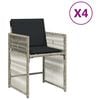 vidaXL aiatoolid patjadega 4 tk, helehall, pol&uuml;rotang