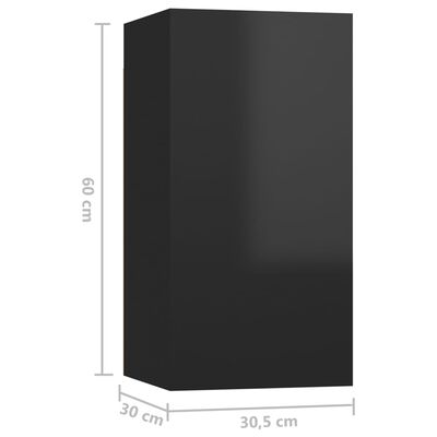 vidaXL telerikapid 4 tk kõrgläikega must 30,5x30x60 cm, puitlaastplaat
