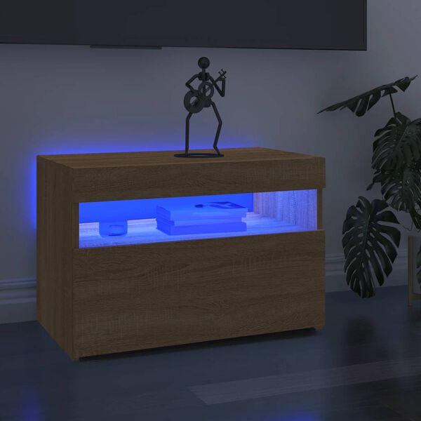 vidaXL telerialus LED-tuledega, sonoma tamm, 60 x 35 x 40 cm