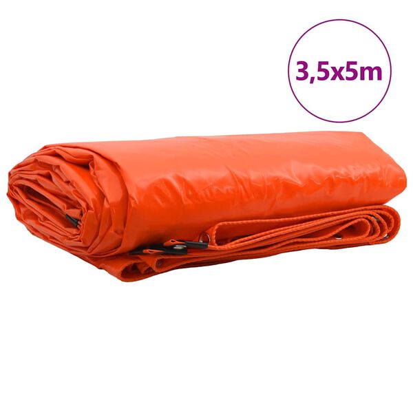 vidaXL Tarpaulin 650g / m² Oranž 3,5 x 5 m Lõuend PVC kattega