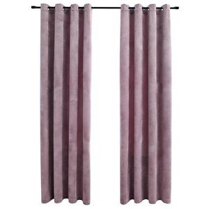 vidaXL pimendavad kardinad r&otilde;ngastega 2 tk samet antiikroosa 140x175cm