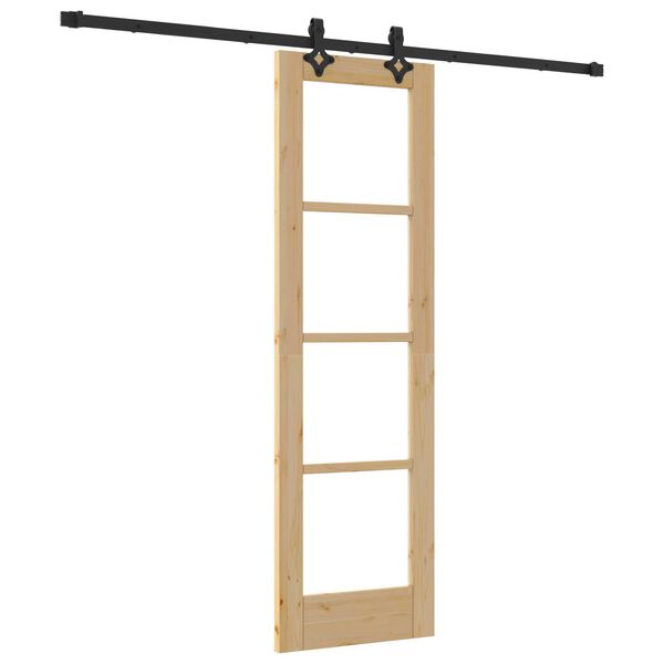 vidaXL Libisev uks Neutraalne 61 x 198,5 cm Soe männipuit ja klaas