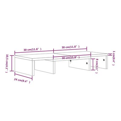 vidaXL monitorialus, must, 60 x 24 x 10,5 cm, männipuit