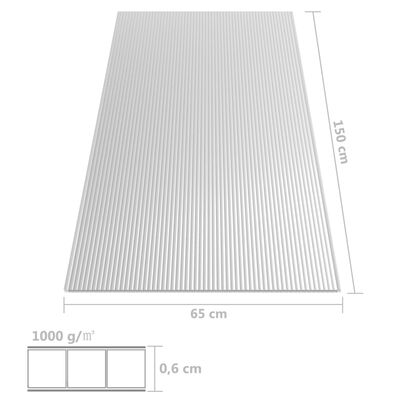 vidaXL polükarbonaadi lehed 5 tk, 6 mm, 150 x 65 cm