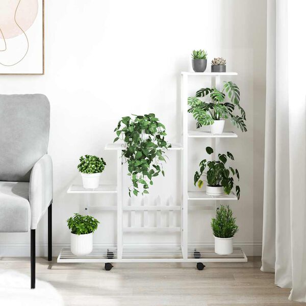 vidaXL lillealus ratastel, 94.5x25x92.5 cm, valge, metall