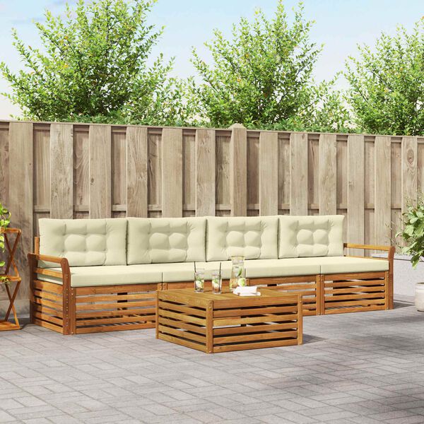 vidaXL V&auml;li diivanikomplekt padjaga 5 pcs Looduslik ja kreem