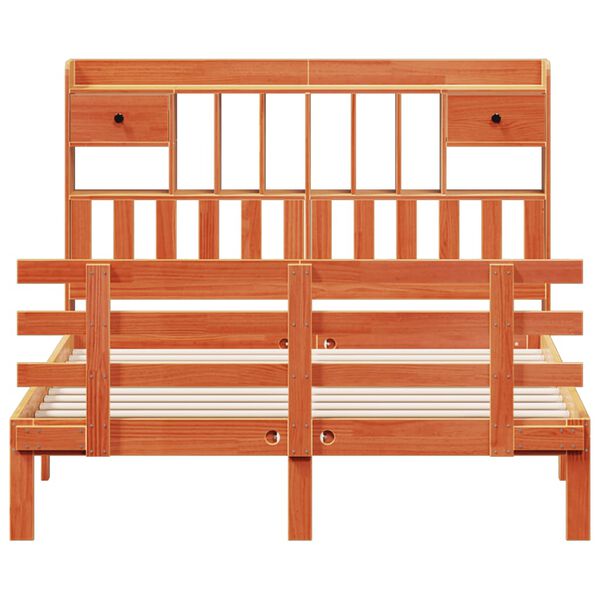 vidaXL riiuliga voodi ilma madratsita, vahapruun, 140x190cm, m&auml;nnipuit