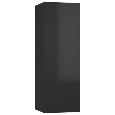 vidaXL telerikapp, kõrgläikega must, 30,5 x 30 x 90 cm, puitlaastplaat