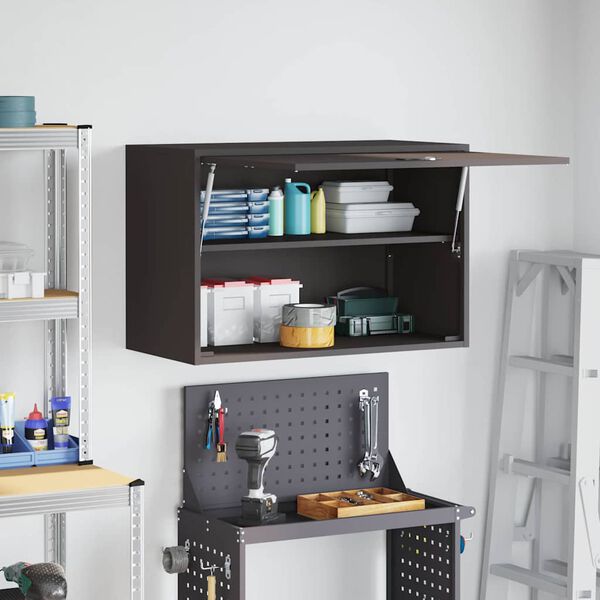 vidaXL Garage'i seina kapp Must 80 x 40 x 53 cm Pulberkattega teras