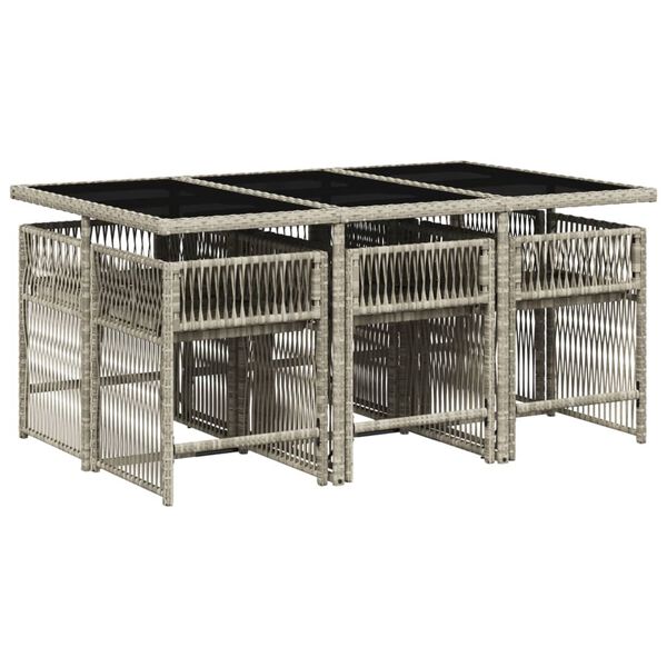 vidaXL 7-osaline aiam&ouml;&ouml;bli komplekt patjadega, helehall, pol&uuml;rotang