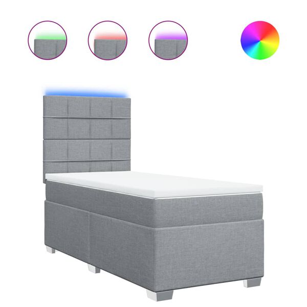 vidaXL kontinentaalvoodi madratsiga, helehall, 100x200 cm, kangas