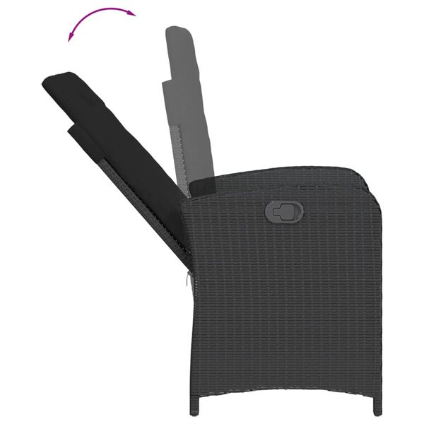 vidaXL 9-osaline aiam&ouml;&ouml;bli komplekt patjadega, must, pol&uuml;rotang