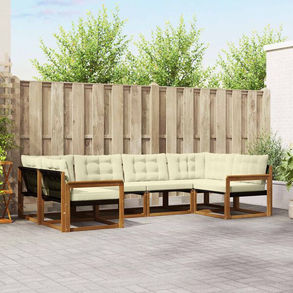 vidaXL V&auml;li diivanikomplekt padjaga 6 pcs Looduslik ja kreem