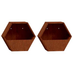 vidaXL seina taimekastid 2 tk, rooste, Corten teras, 46x10x40 cm