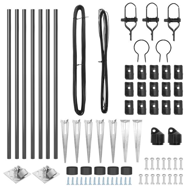 vidaXL Aiapostid 7 pcs Hall Ø32mm 100 cm Tsingitud teras