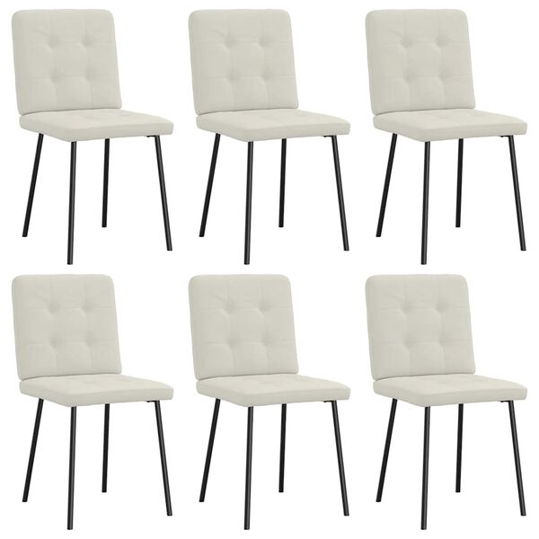 vidaXL s&ouml;&ouml;gitoolid 6 tk, kreemjasvalge, samet